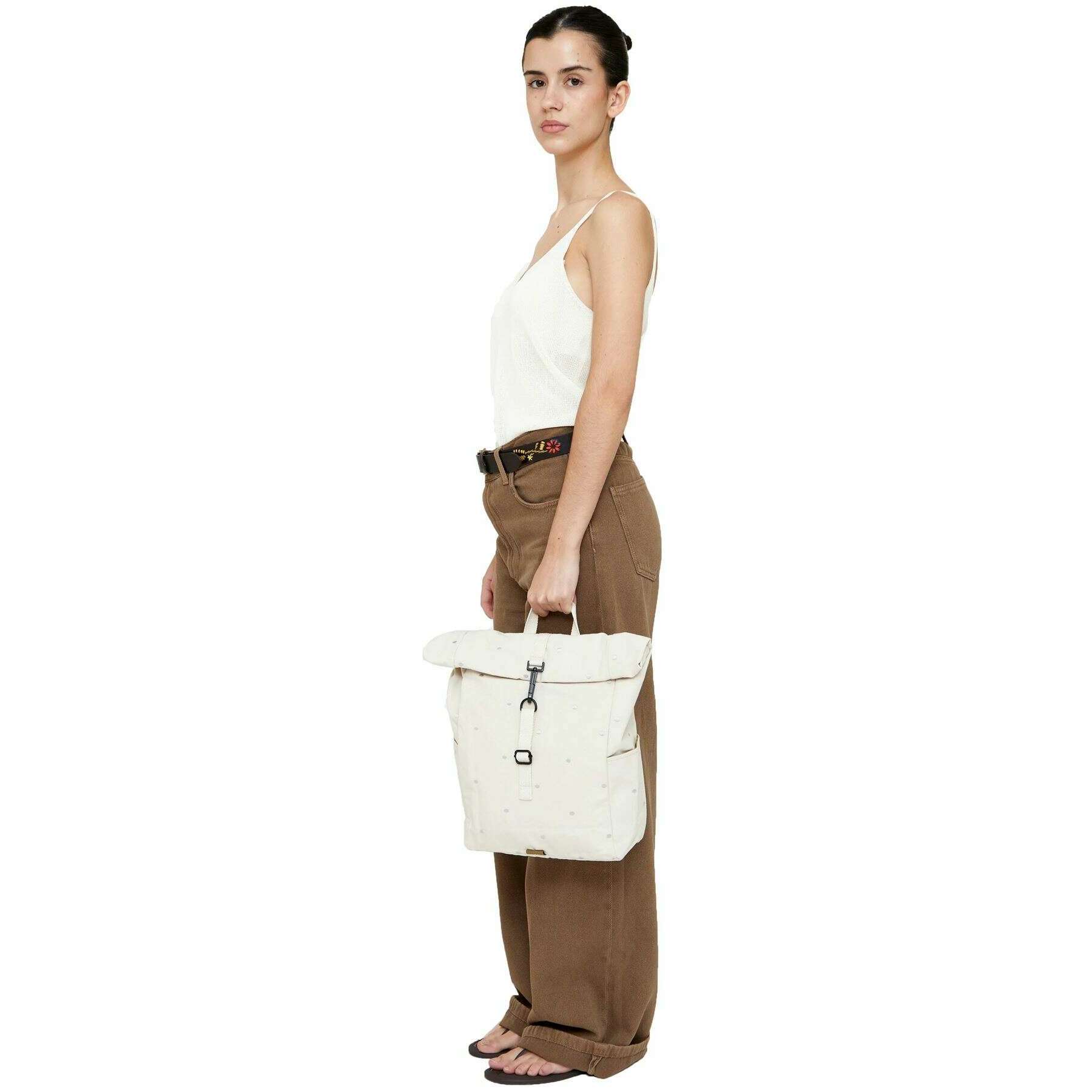 Lefrik Arles Roll Mini Backpack - Ecru Dots Cream - Image 4