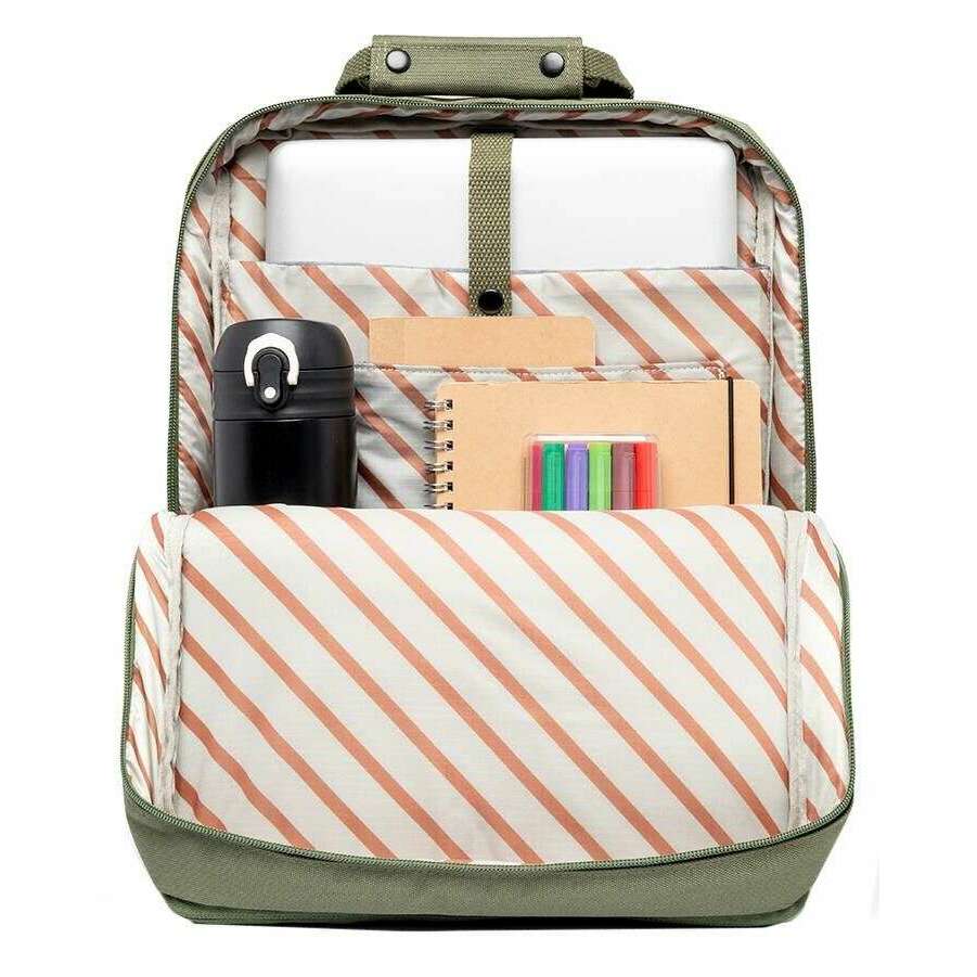 Lefrik Daily 13" Stripes Backpack - Olive Green - Image 2