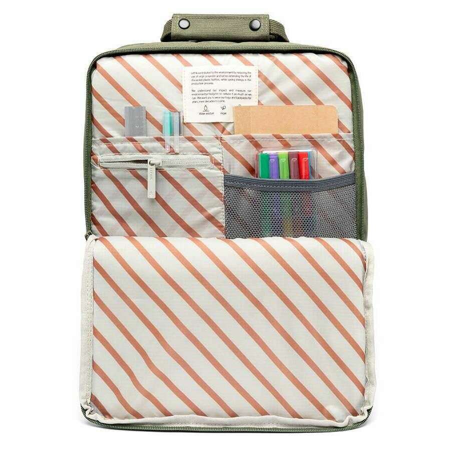 Lefrik Daily 13" Stripes Backpack - Olive Green - Image 3