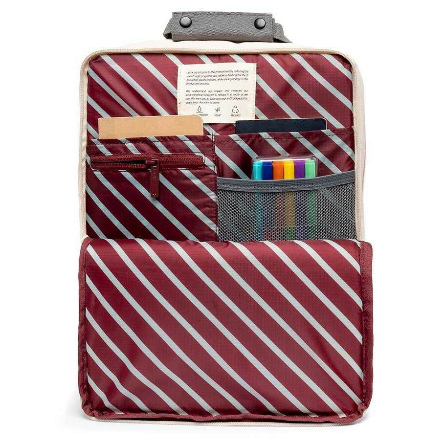 Lefrik Daily 13" Stripes Concrete Block Backpack - Grey/Light Grey/Cream - Image 4