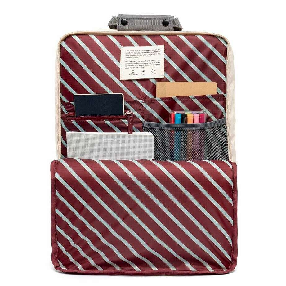 Lefrik Daily 15" Stripes Concrete Block Backpack - Grey/Light Grey/Cream - Image 4