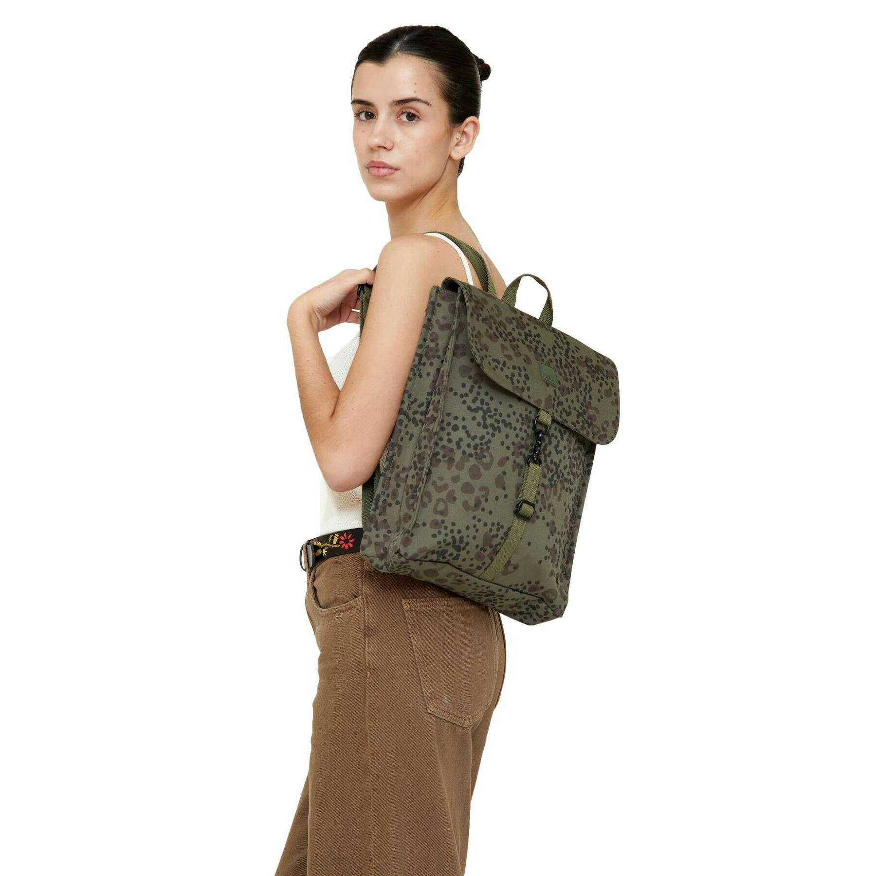 Lefrik Handy Mini Cheetah Print Backpack - Green/Black - Image 2