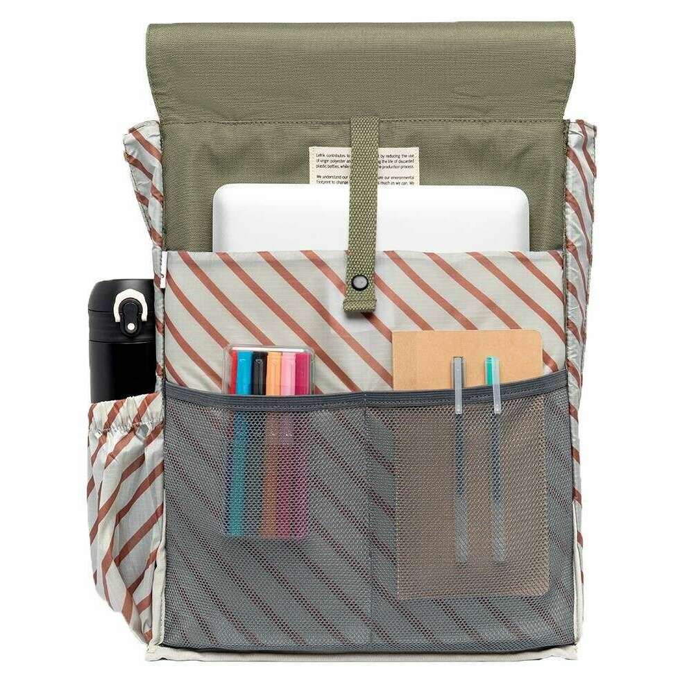 Lefrik Handy Stripes Backpack - Olive Green - Image 4