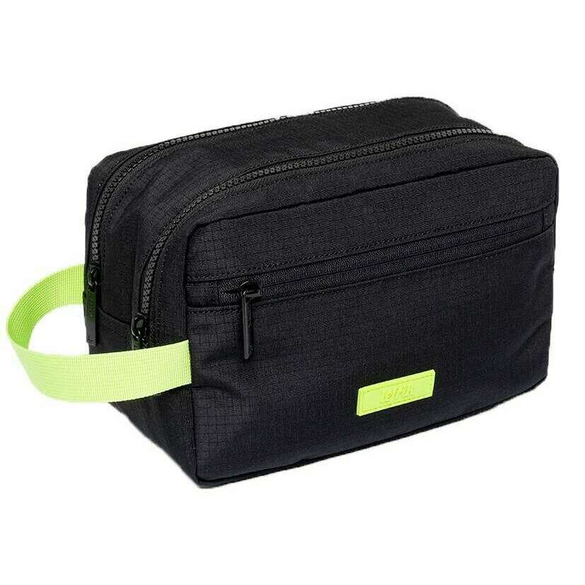Lefrik Kei Ripstop Double Wash Bag - Black Lime - Image 4