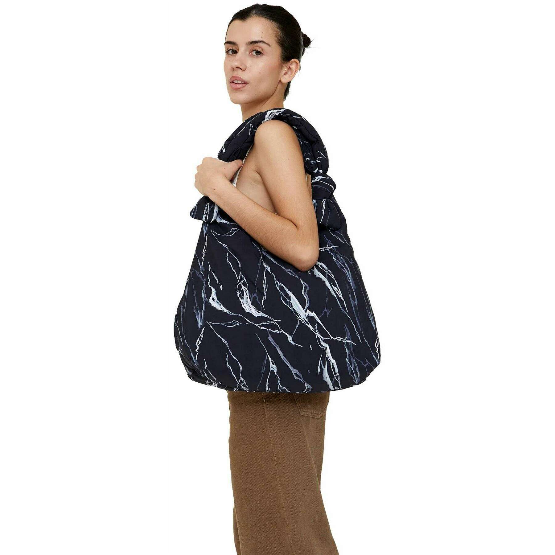 Lefrik Mercedes Bellido Biwa Puffy Shoulder Bag - Rock Print Black - Image 2