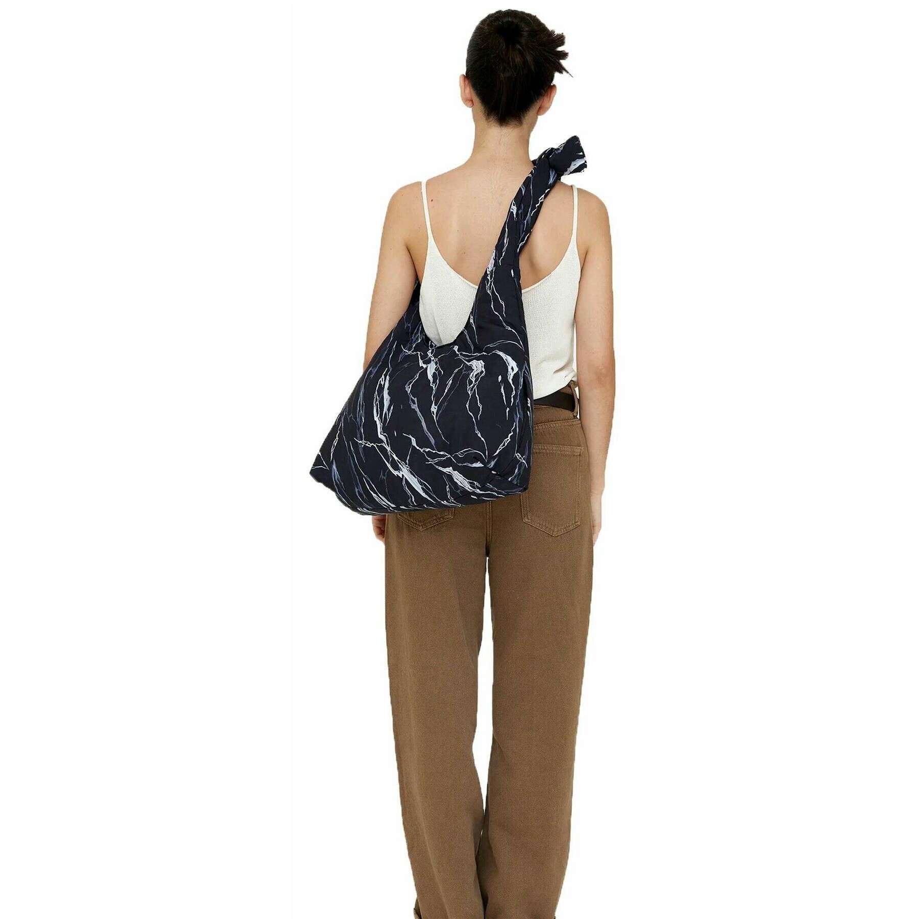 Lefrik Mercedes Bellido Biwa Puffy Shoulder Bag - Rock Print Black - Image 3