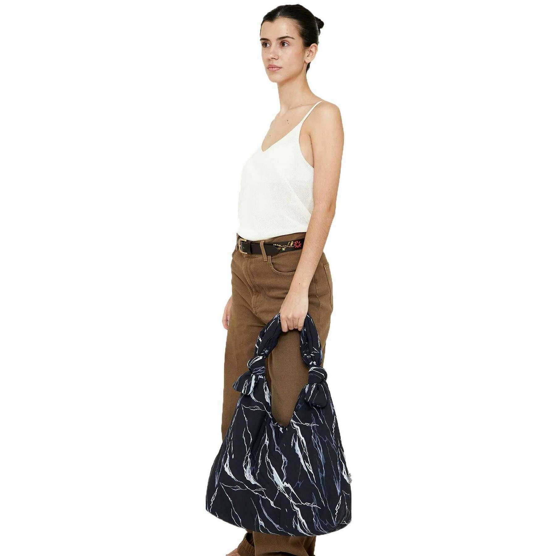 Lefrik Mercedes Bellido Biwa Puffy Shoulder Bag - Rock Print Black - Image 4