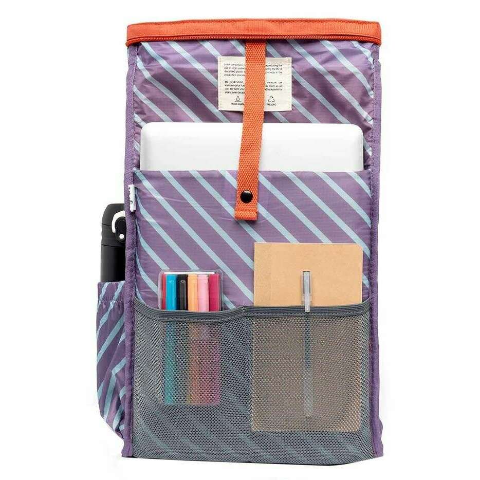 Lefrik Roll Mini Stripes Backpack - Orange - Image 3