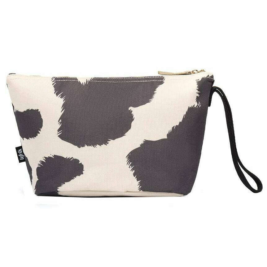 Lefrik Zoid M Printed Cow Toiletry Bag - Cream/Grey - Image 2