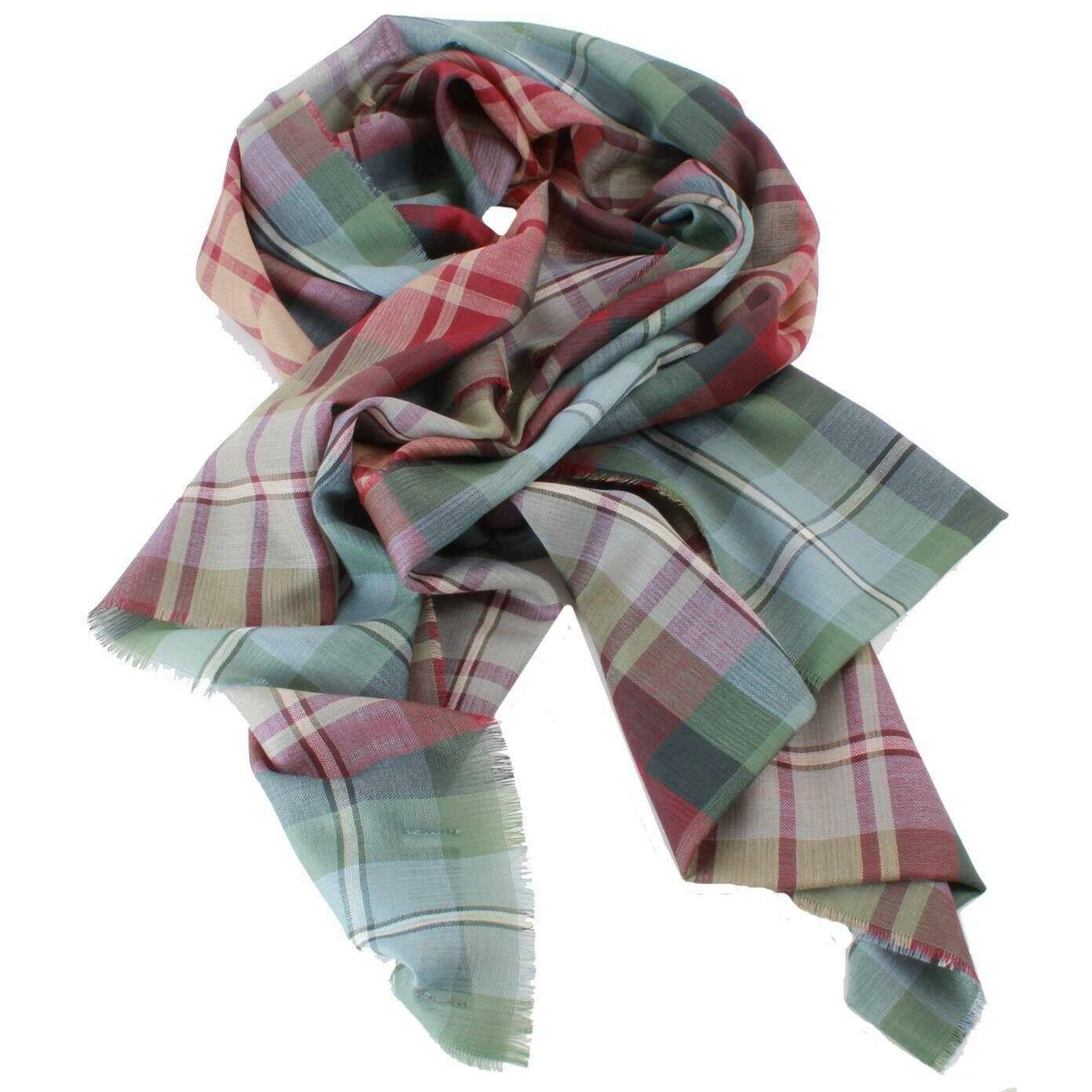 Locharron of Scotland Alba Auld Scotland Fine Merino Scarf - Red/Blue/Green - Image 2