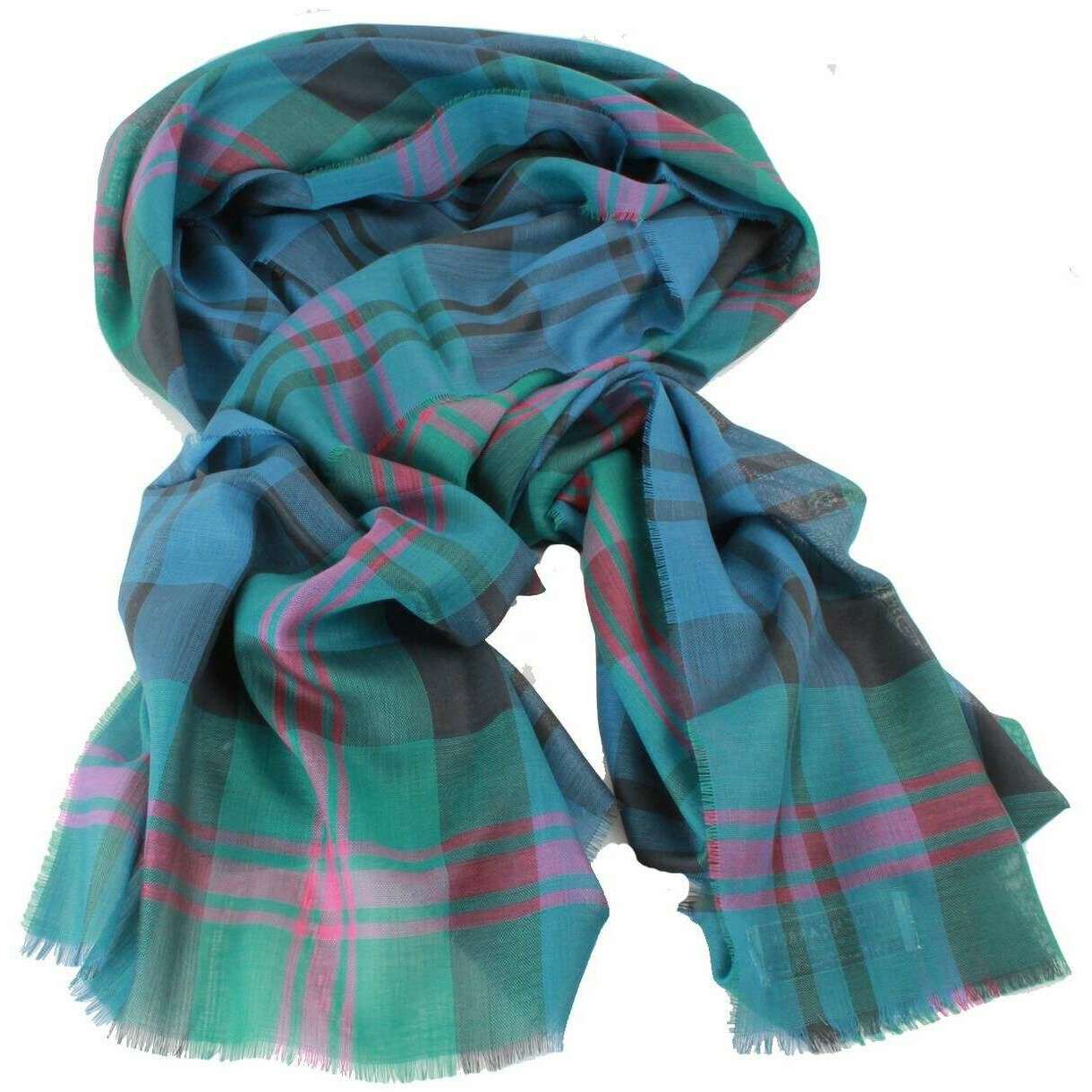 Locharron of Scotland Alba Baird Ancient Fine Merino Scarf - Blue/Green/Red - Image 2
