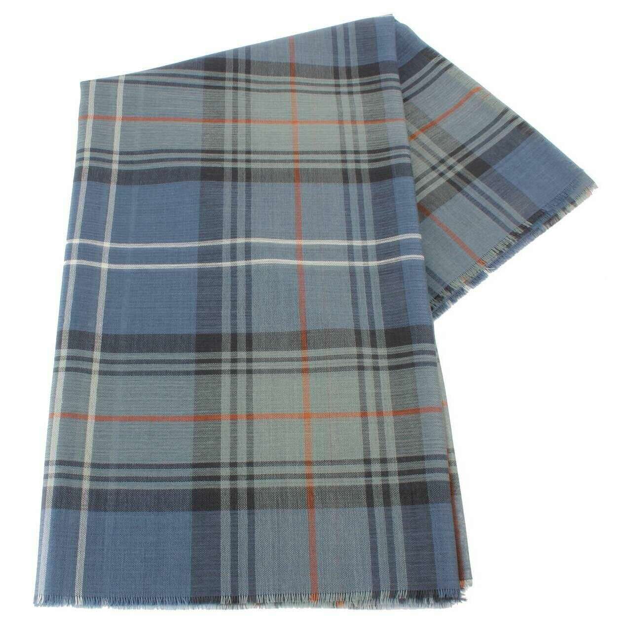 Locharron of Scotland Alba Chisholm Hunting Fine Merino Scarf - Blue