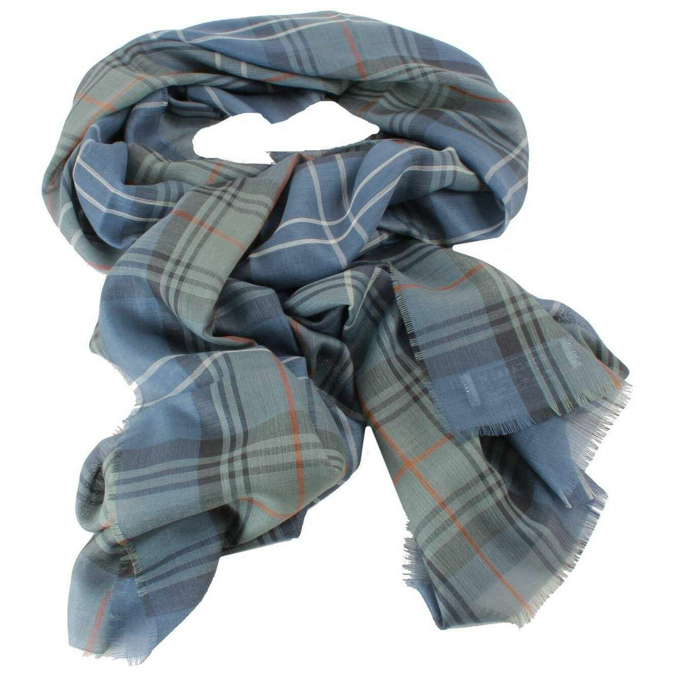 Locharron of Scotland Alba Chisholm Hunting Fine Merino Scarf - Blue - Image 2