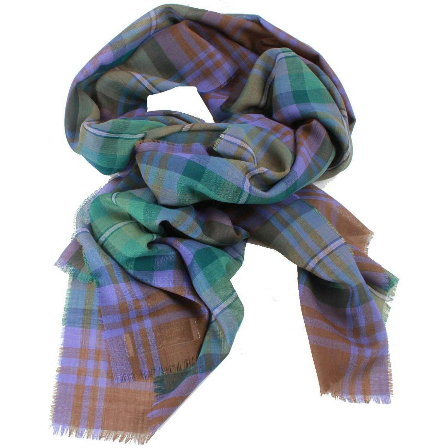 Locharron of Scotland Alba Isle of Skye Fine Merino Scarf - Purple/Green - Image 2