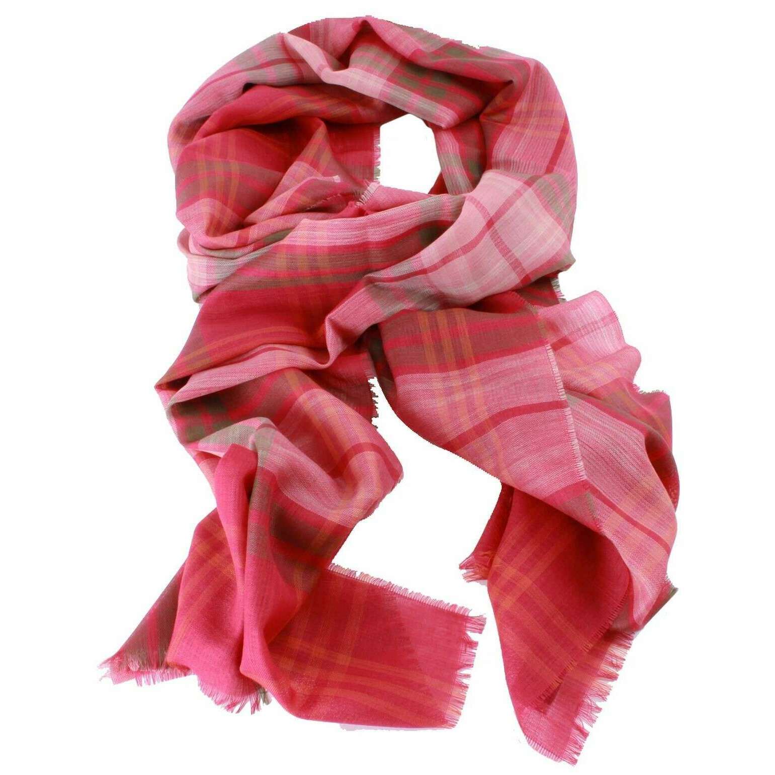 Locharron of Scotland Alba Locharron Hunting Fine Merino Scarf - Rose Pink - Image 2