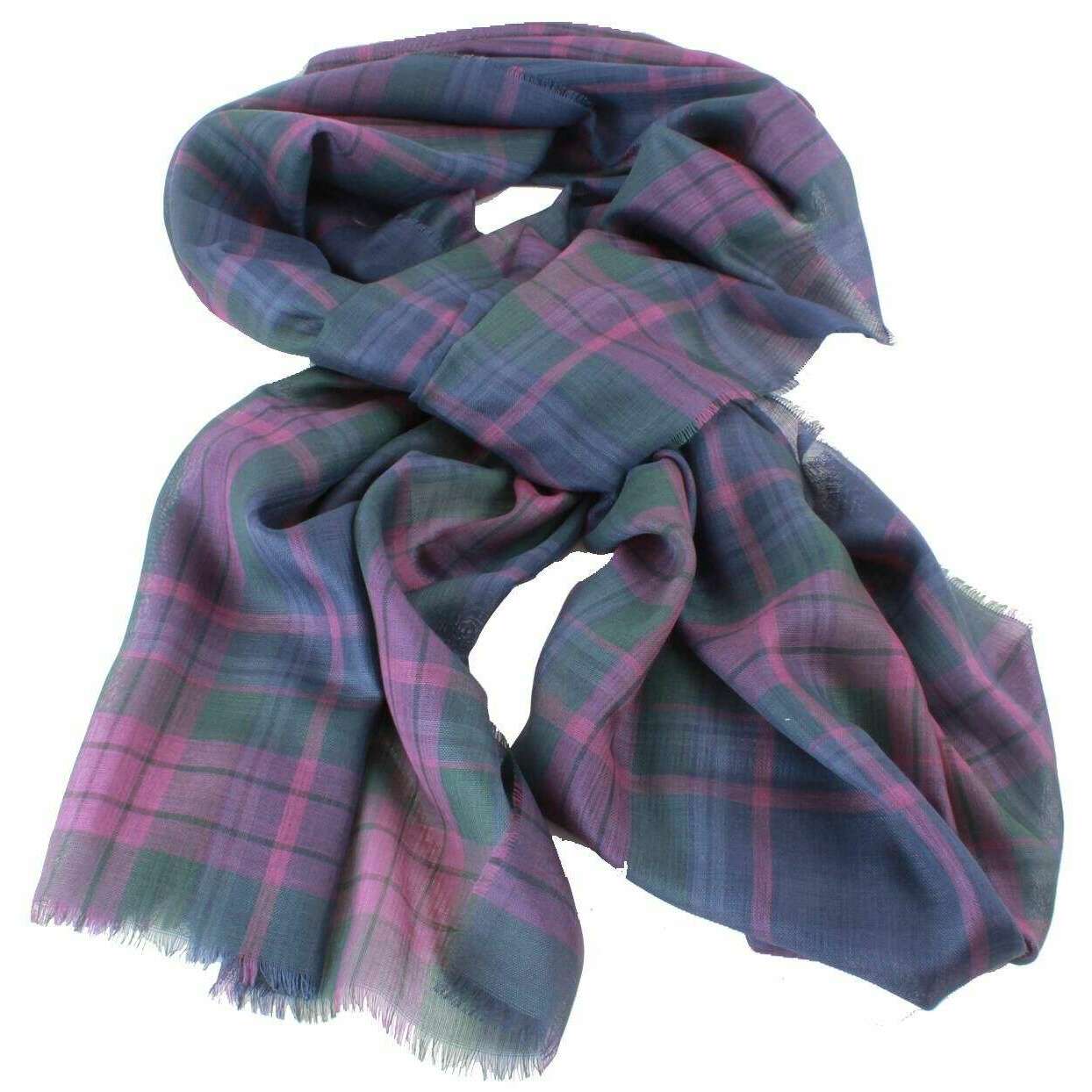 Locharron of Scotland Alba Spirit of Scotland Ancient Fine Merino Scarf - Blue/Lilac - Image 2