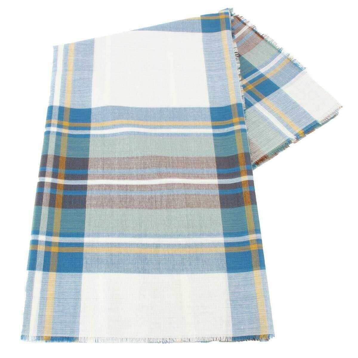 Locharron of Scotland Alba Stewart Dress Fine Merino Stole - Blue/Brown