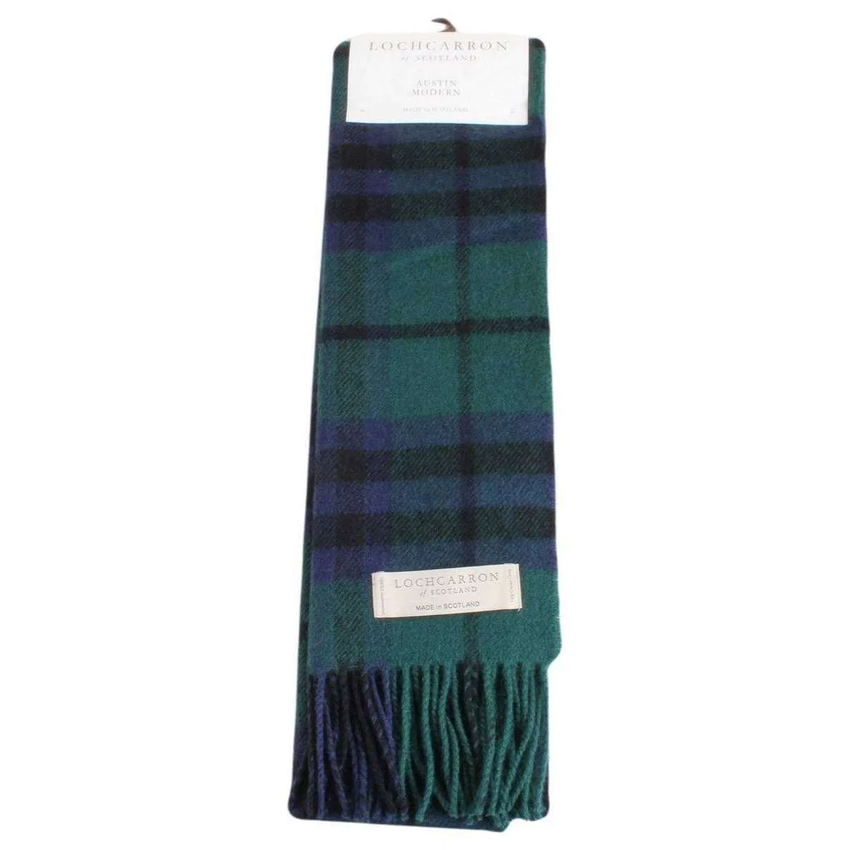 Locharron of Scotland Austin Modern Lambwool Scarf - Dark Green/Navy/Black - Image 3