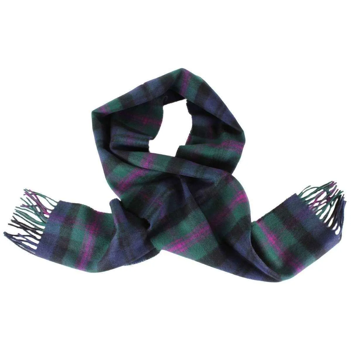 Locharron of Scotland Baird Modern Lambswool Scarf - Green/Navy/Purple - Image 2