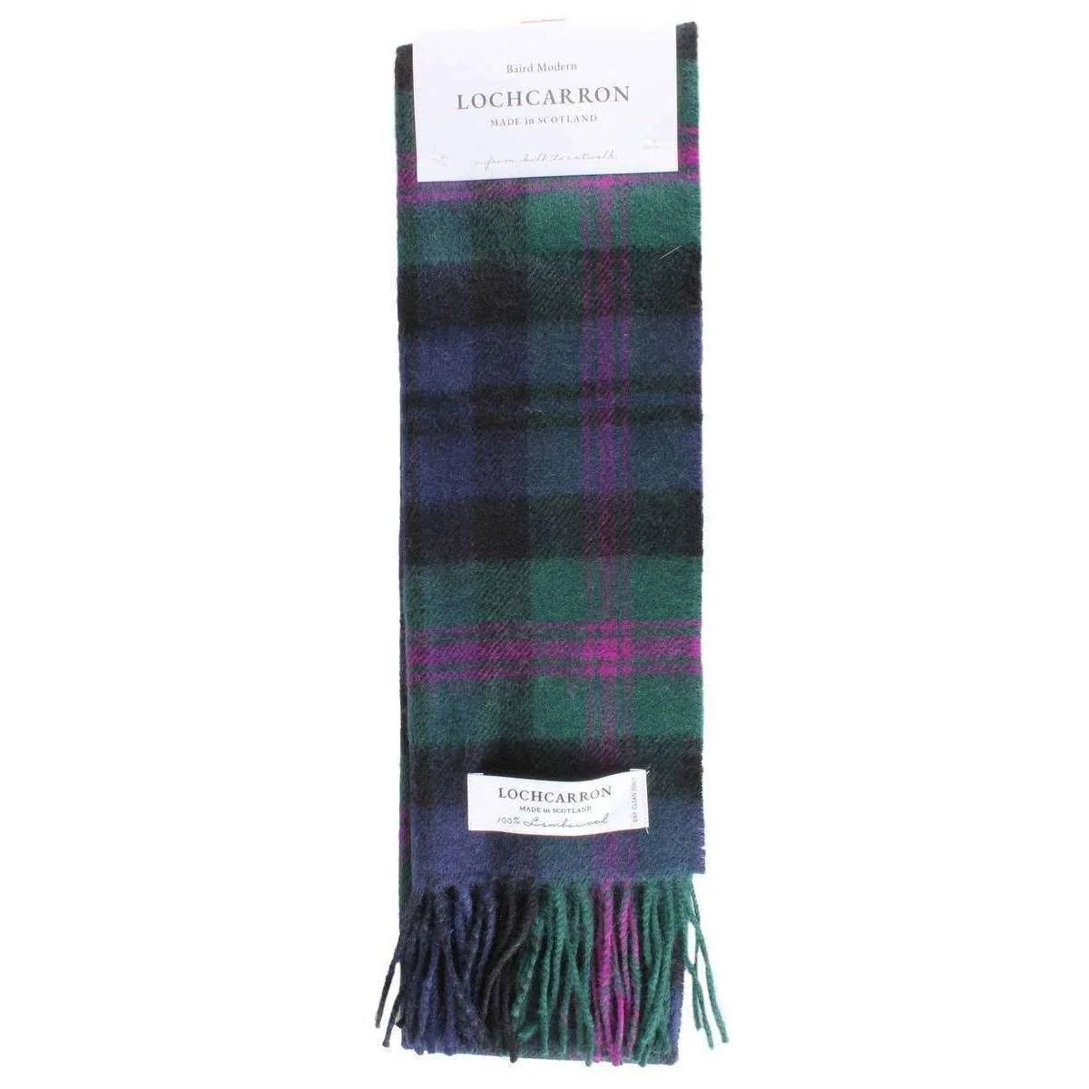 Locharron of Scotland Baird Modern Lambswool Scarf - Green/Navy/Purple - Image 3
