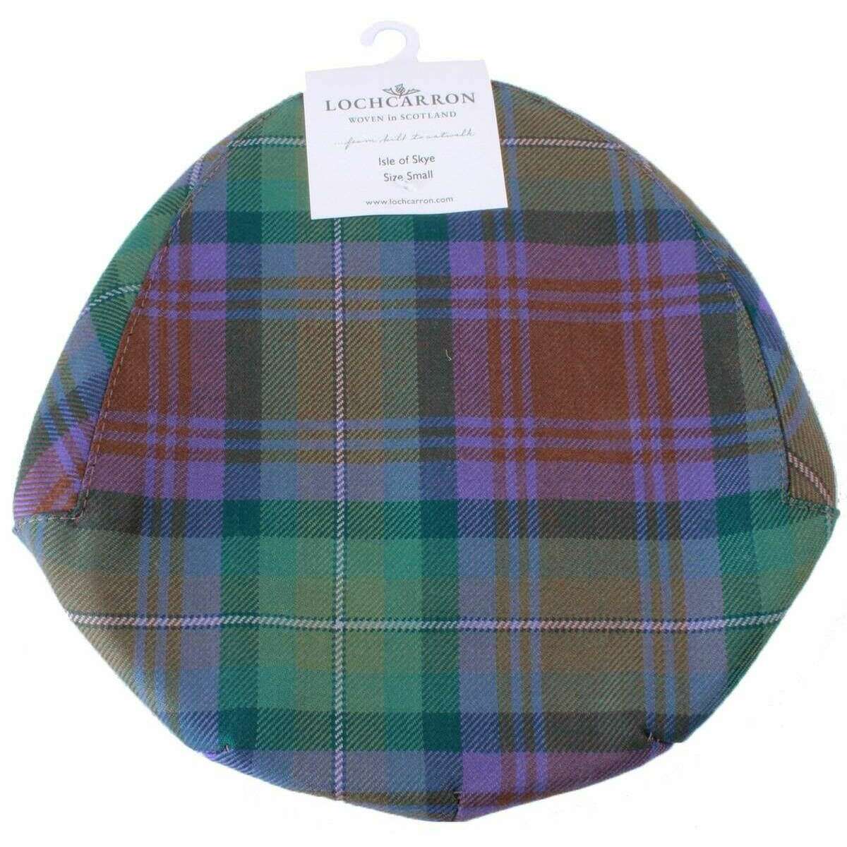 Locharron of Scotland Barnton Isle of Skye Tartan Flat Cap - Green/Lilac Purple - Image 2