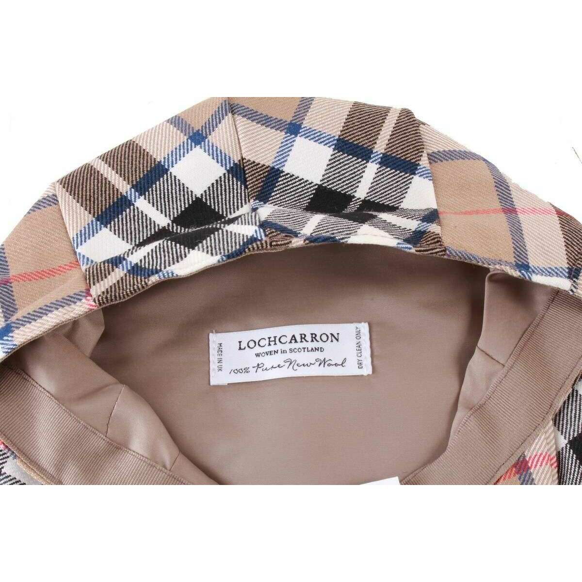 Locharron of Scotland Barnton Thomson Modern Tartan Flat Cap - Beige/Black/Red - Image 3