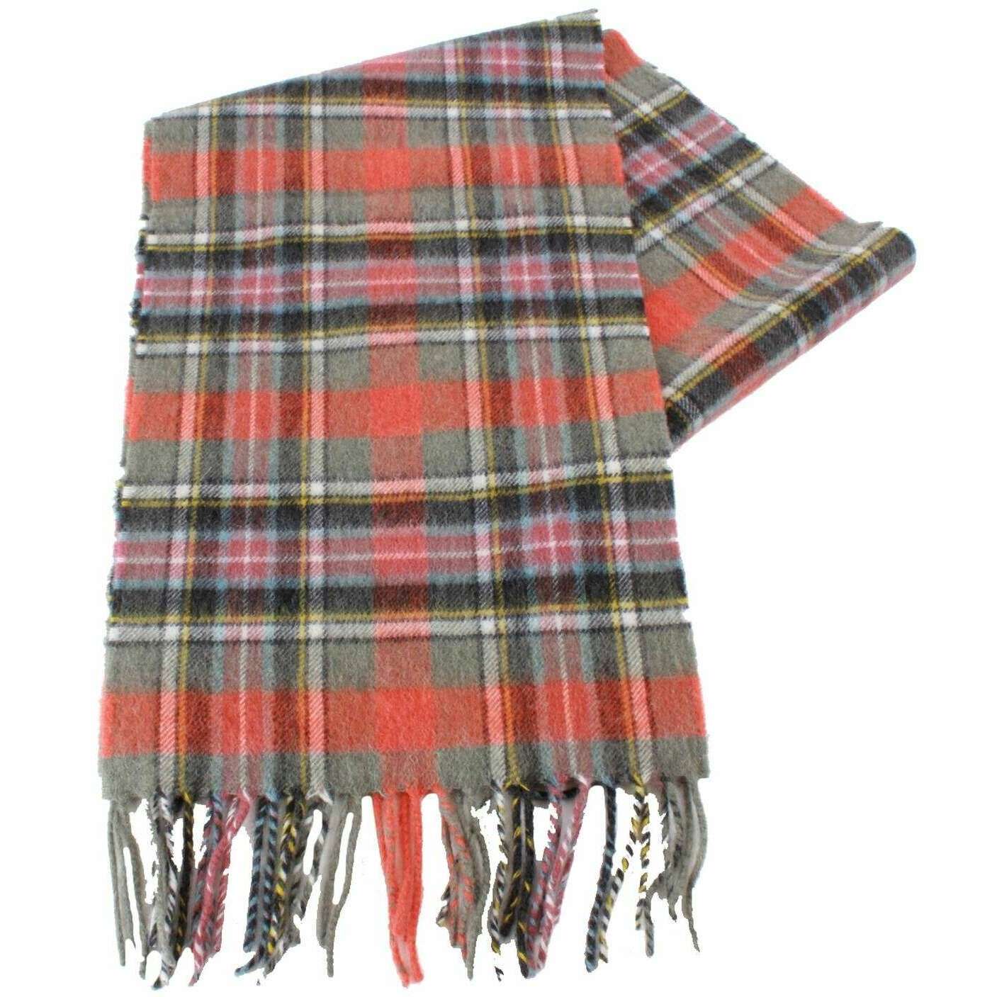 Locharron of Scotland Beau Bruce Of Kinnaird Ancient Cashmere Scarf - Orange/Olive Green