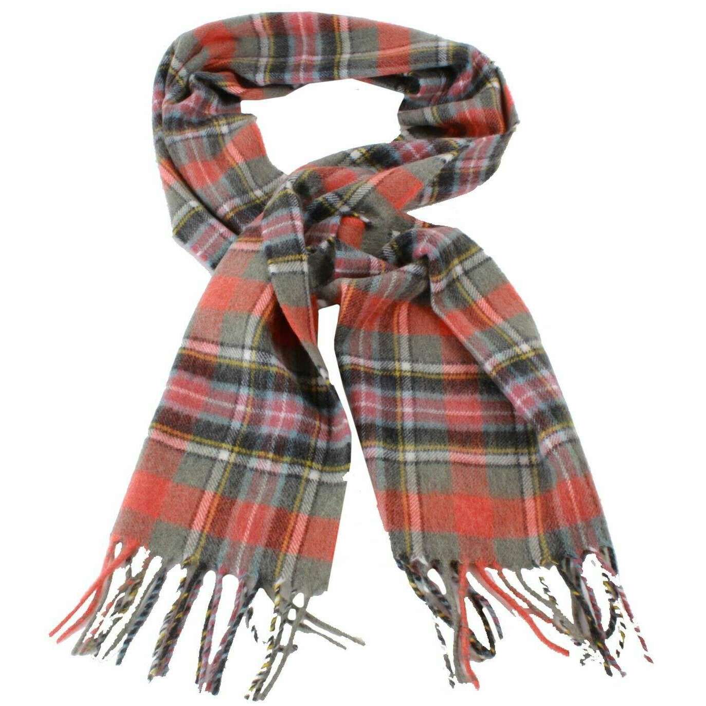 Locharron of Scotland Beau Bruce Of Kinnaird Ancient Cashmere Scarf - Orange/Olive Green - Image 2