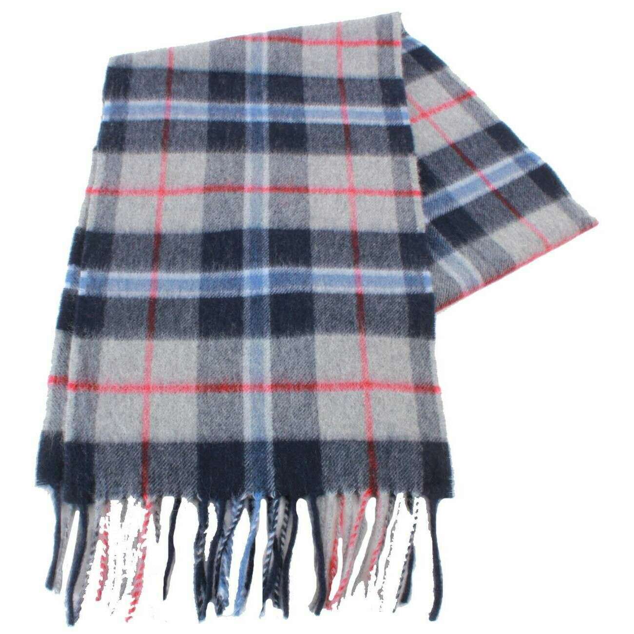 Locharron of Scotland Beau Douglas Cashmere Scarf - Navy/Grey/Red