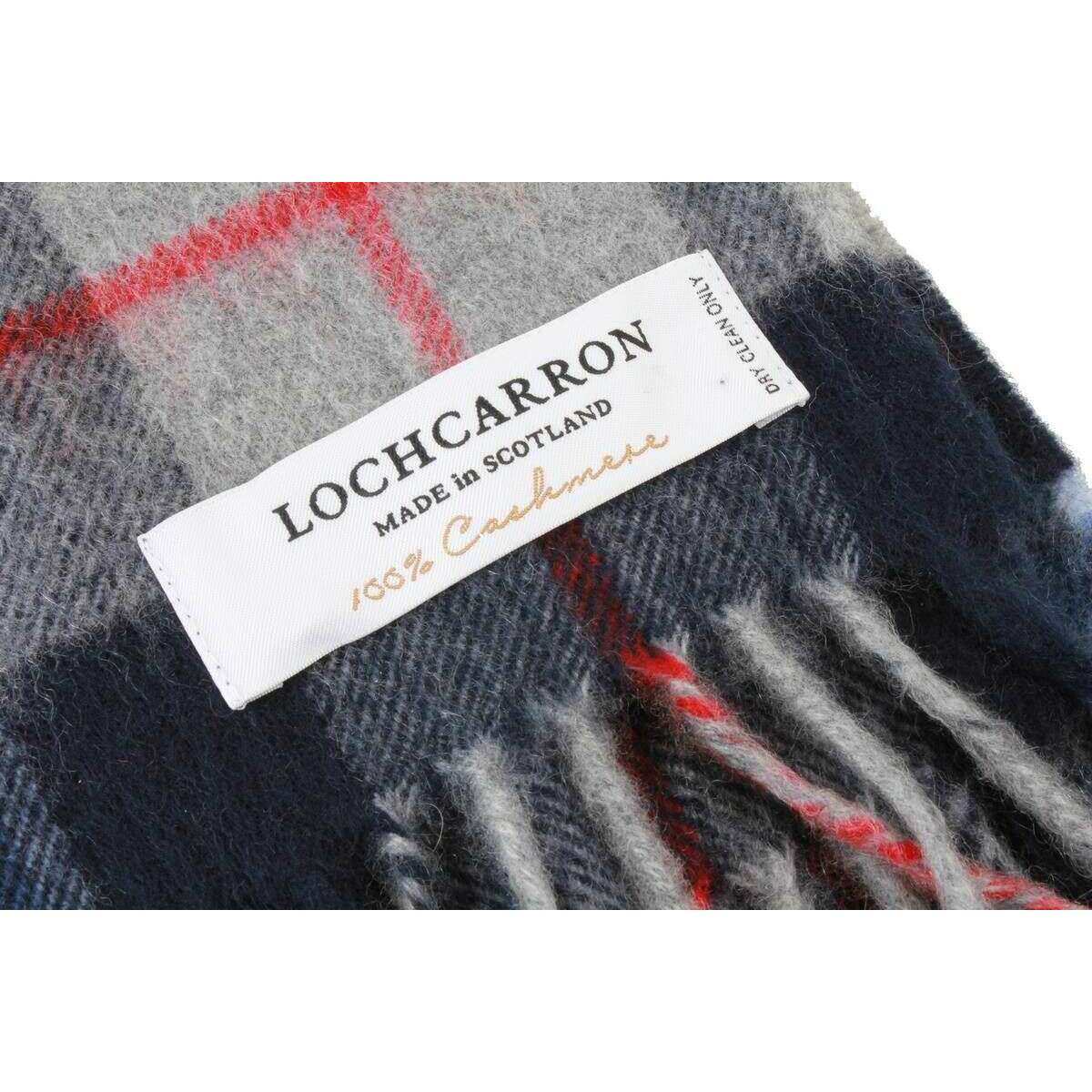 Locharron of Scotland Beau Douglas Cashmere Scarf - Navy/Grey/Red - Image 3