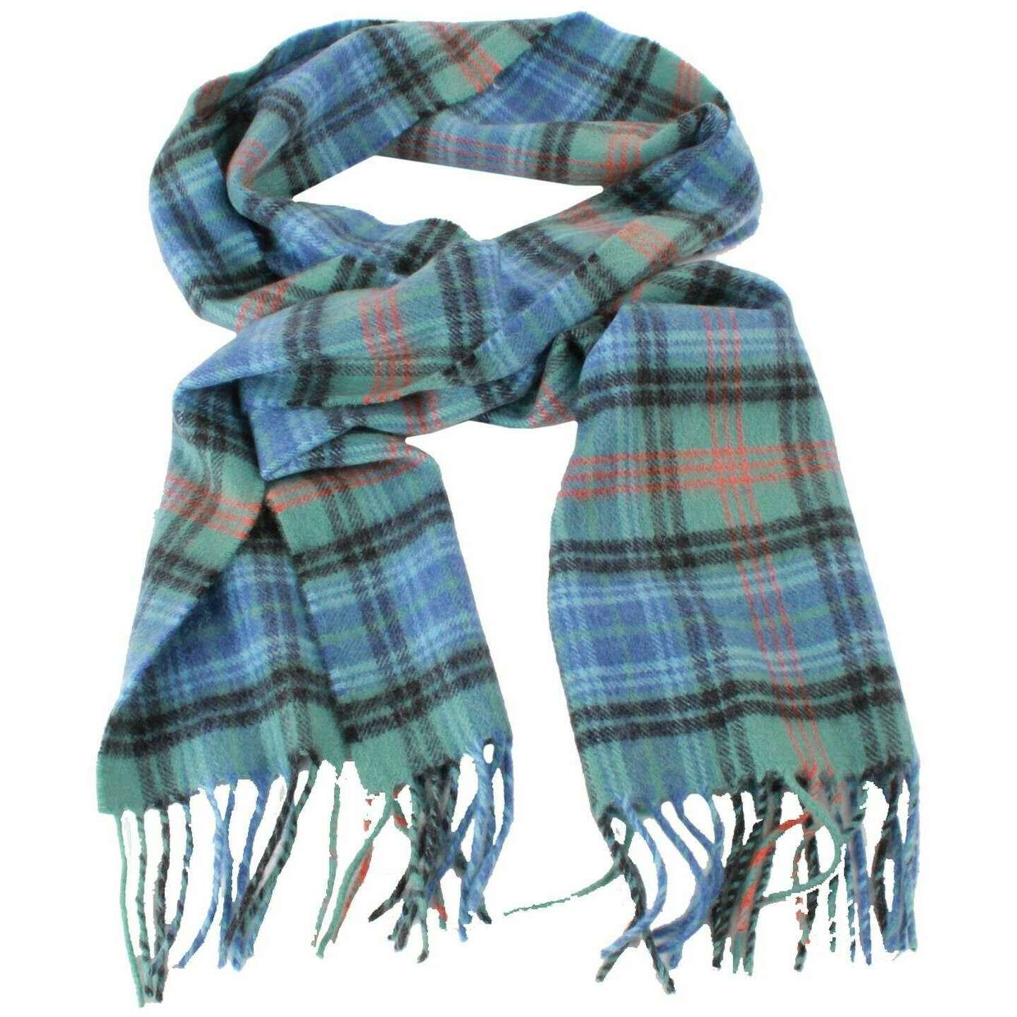 Locharron of Scotland Beau Locharron Hunting Ancient Cashmere Scarf - Blue/Green - Image 2