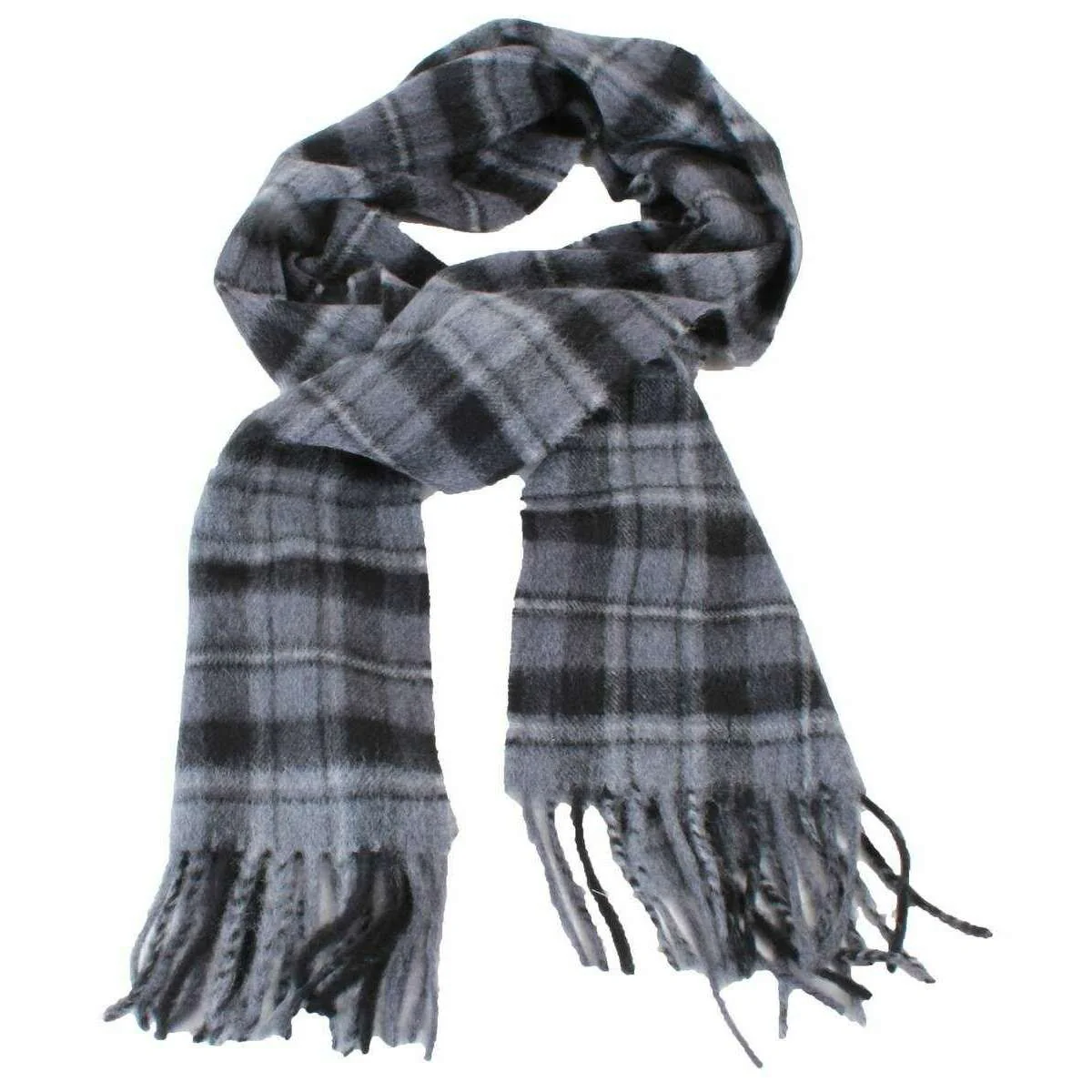 Locharron of Scotland Beau MacRae Hunting Tartan Cashmere Scarf - Grey/Black - Image 2