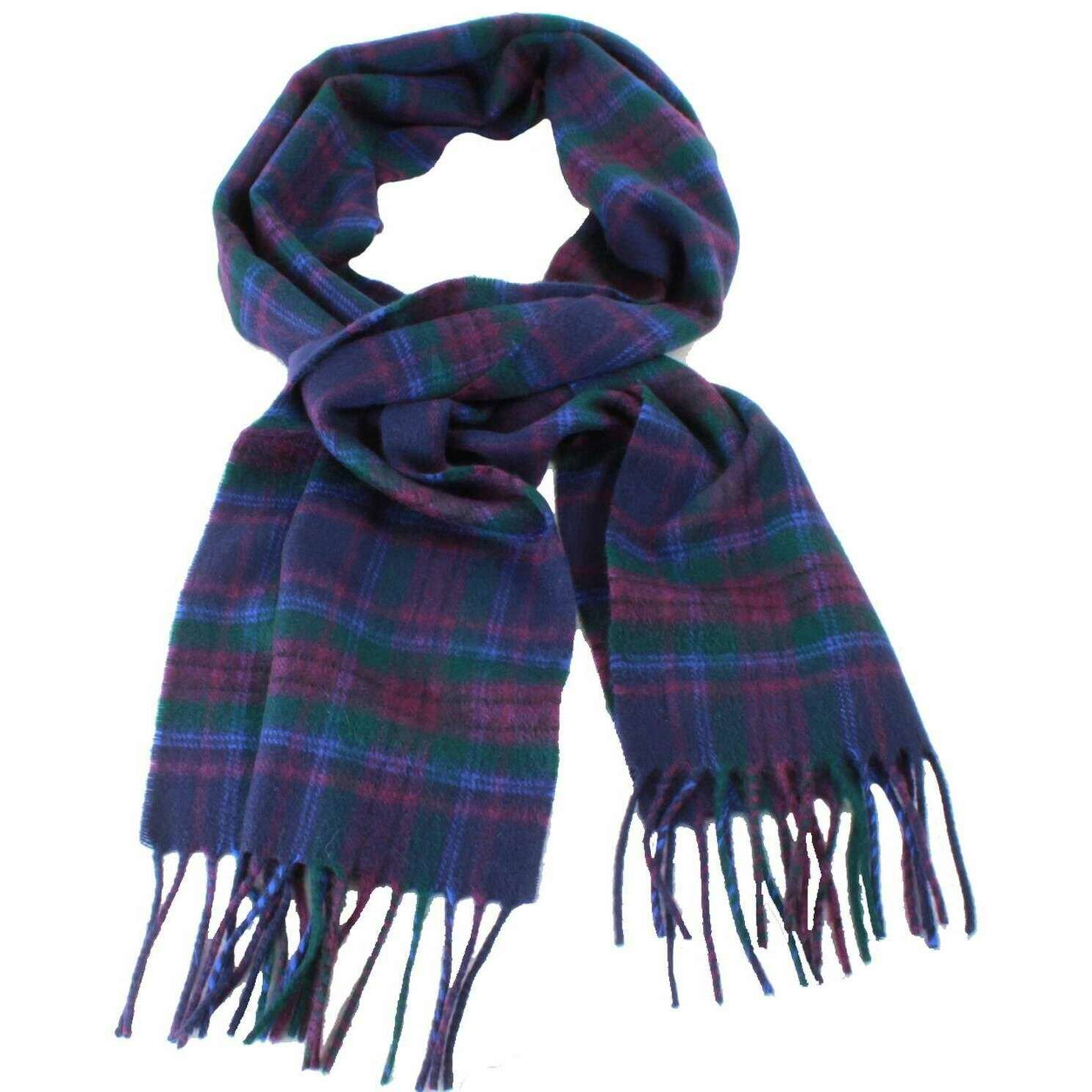 Locharron of Scotland Beau Spirit of Scotland Modern Cashmere Scarf - Royal Blue/Green/Red - Image 2