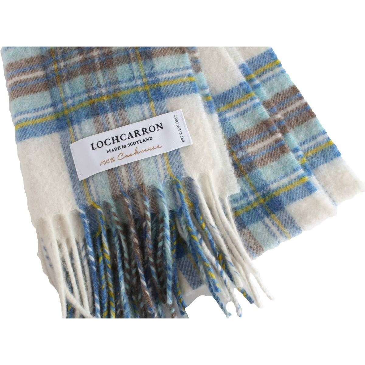 Locharron of Scotland Beau Stewart Blue Dress Cashmere Scarf - Cream/Blue - Image 3