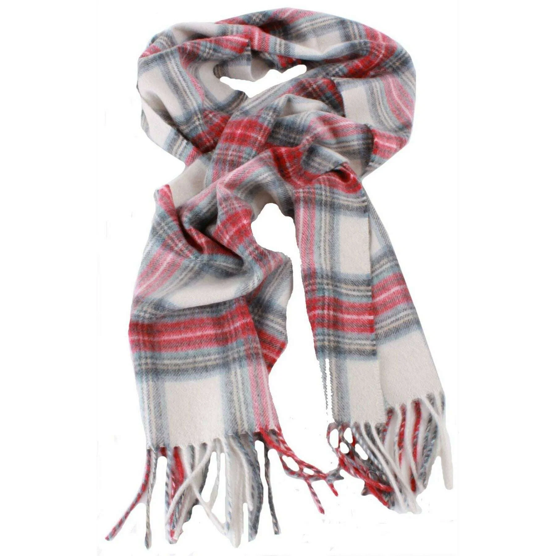 Locharron of Scotland Beau Stewart Eve Cashmere Scarf - Red/Cream - Image 2