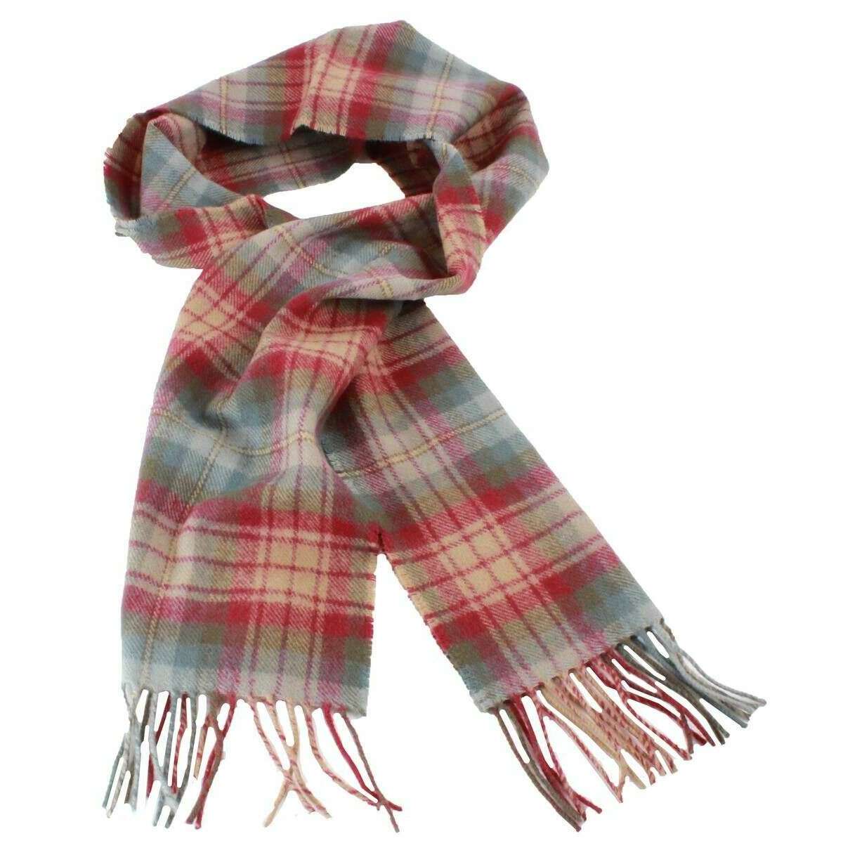 Locharron of Scotland Bowhill Auld Scotland Lambswool Tartan Scarf - Burgundy/Beige/Grey - Image 2