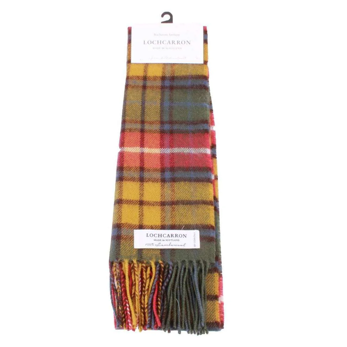 Locharron of Scotland Bowhill Buchanan Antique Lambswool Tartan Scarf - Green/Orange/Yellow/White - Image 3