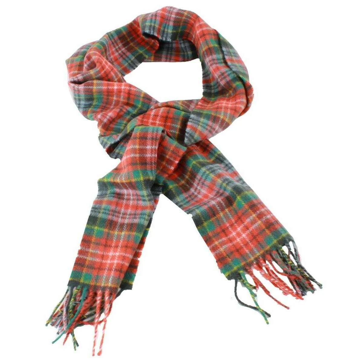 Locharron of Scotland Bowhill Caledonia Ancient Lambswool Tartan Scarf - Red/Green/Yellow - Image 2