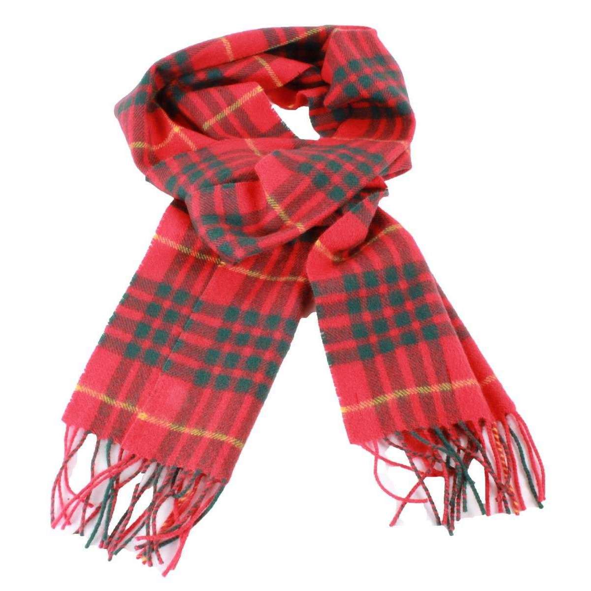 Locharron of Scotland Bowhill Cameron Clan Modern Lambswool Tartan Scarf - Red/Green/Yellow - Image 2