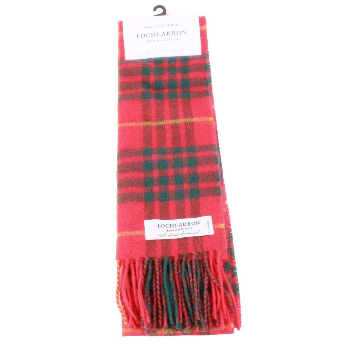 Locharron of Scotland Bowhill Cameron Clan Modern Lambswool Tartan Scarf - Red/Green/Yellow - Image 3