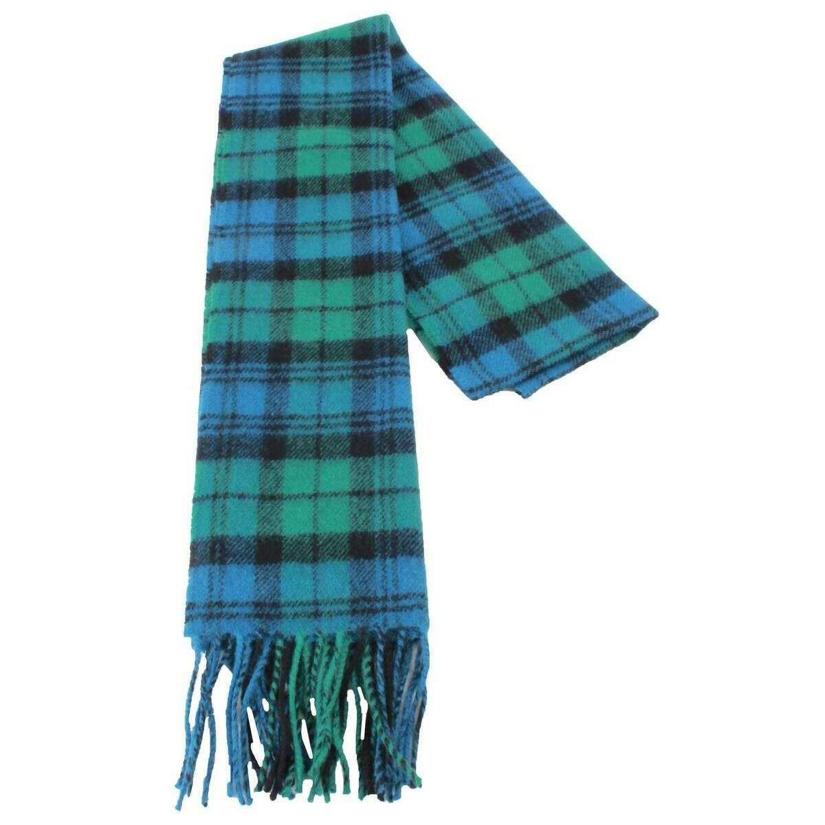 Locharron of Scotland Bowhill Campell Clan Ancient Lambswool Tartan Scarf - Blue/Green/Black