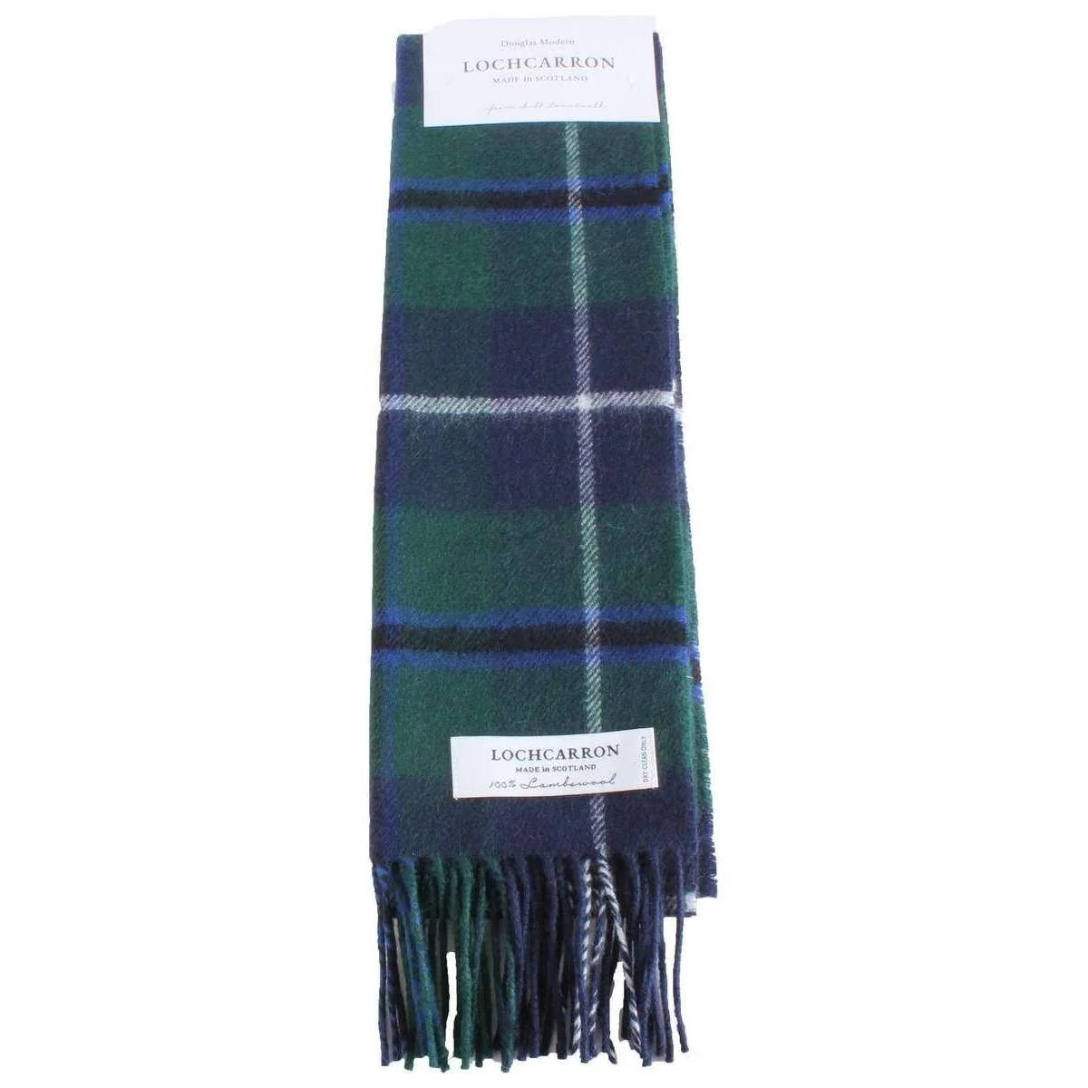 Locharron of Scotland Bowhill Douglas Modern Lambswool Scarf - Green/Navy - Image 4