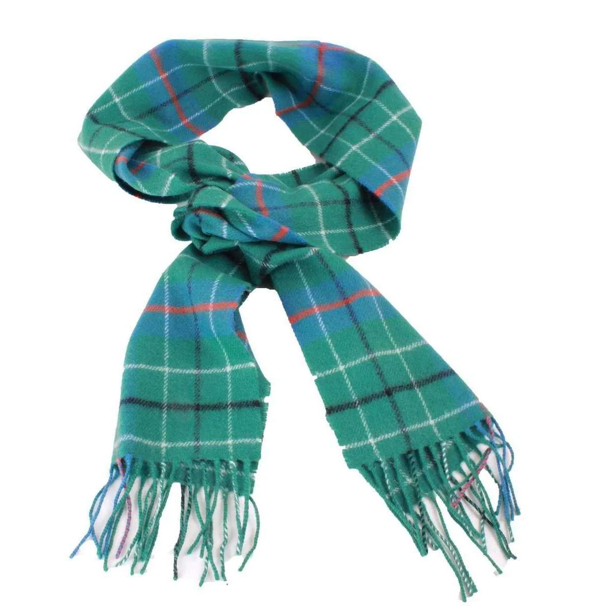 Locharron of Scotland Bowhill Duncan Ancient Lambswool Tartan Scarf - Green/Blue - Image 2