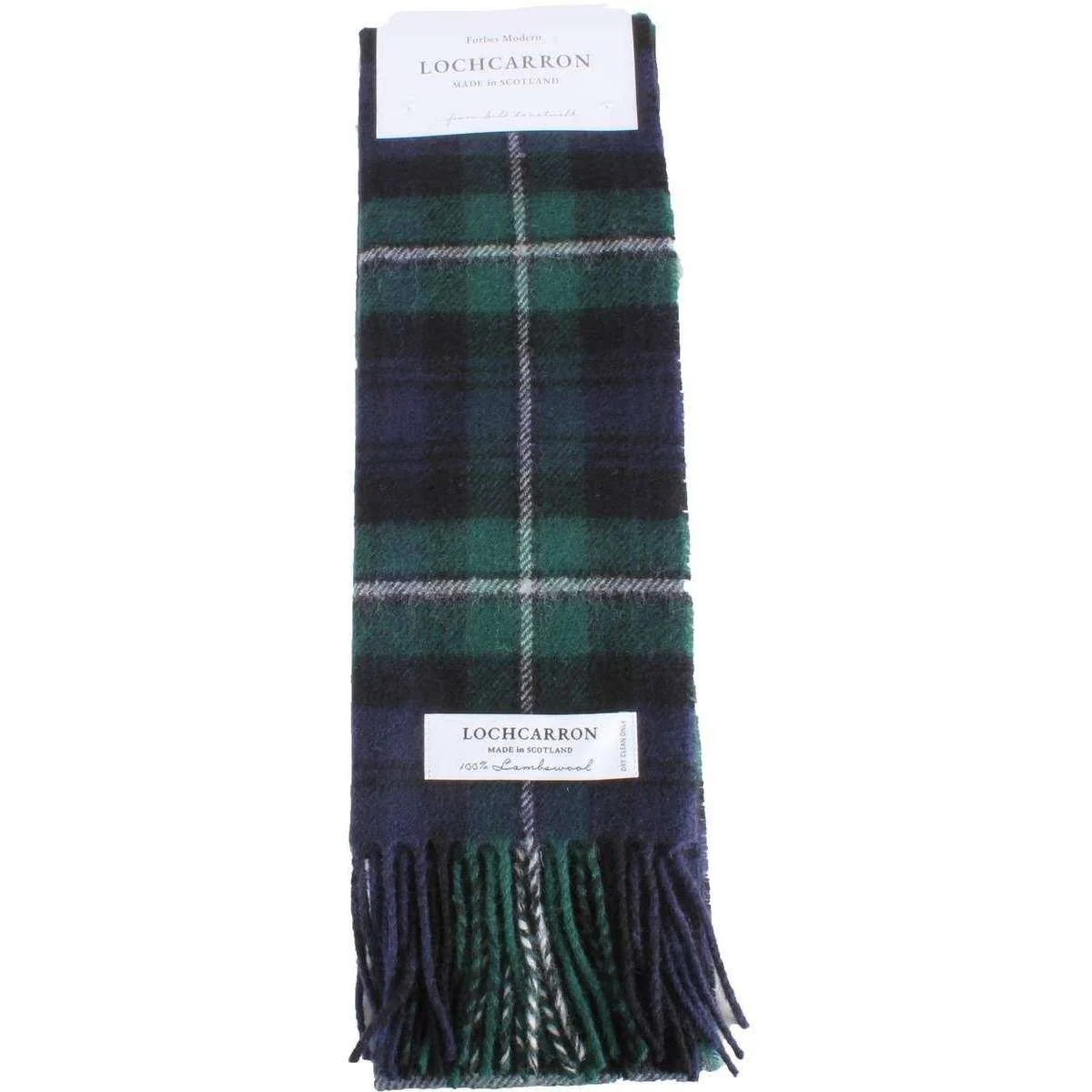 Locharron of Scotland Bowhill Forbes Modern Lambswool Scarf - Green/Navy - Image 4