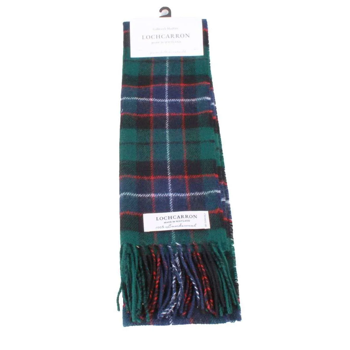 Locharron of Scotland Bowhill Galbraith Modern Lambswool Tartan Scarf - Green/Blue/Grey - Image 3