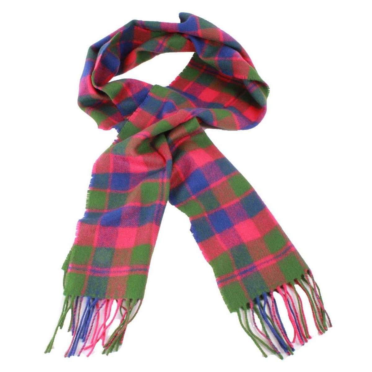 Locharron of Scotland Bowhill Glasgow Lambswool Tartan Scarf - Green/Blue/Pink - Image 2