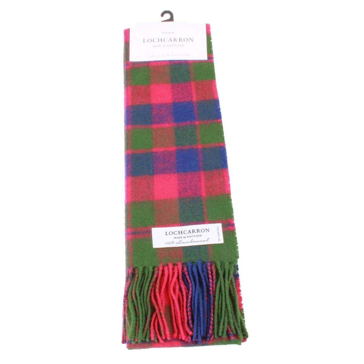 Locharron of Scotland Bowhill Glasgow Lambswool Tartan Scarf - Green/Blue/Pink - Image 3