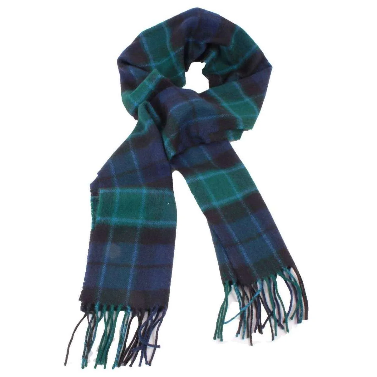 Locharron of Scotland Bowhill Graham of Menteith Modern Lambswool Tartan Scarf - Blue/Green - Image 2