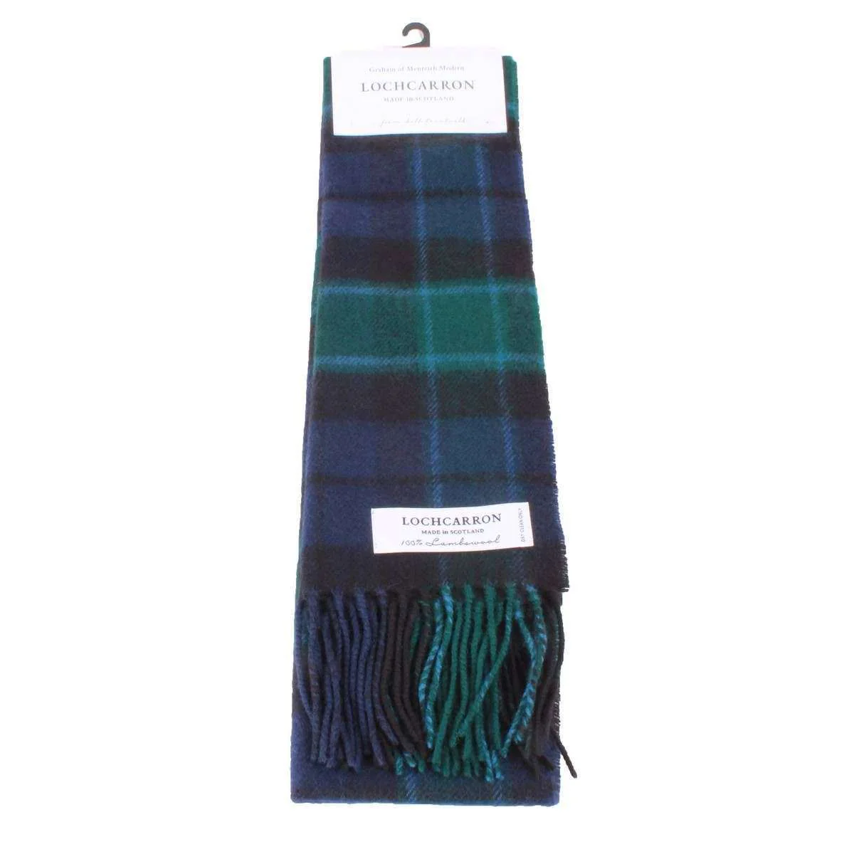 Locharron of Scotland Bowhill Graham of Menteith Modern Lambswool Tartan Scarf - Blue/Green - Image 3