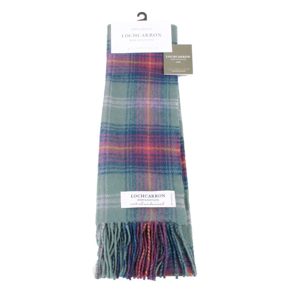 Locharron of Scotland Bowhill Hame Lambswool Tartan Scarf - Green/Blue/Yellow - Image 3